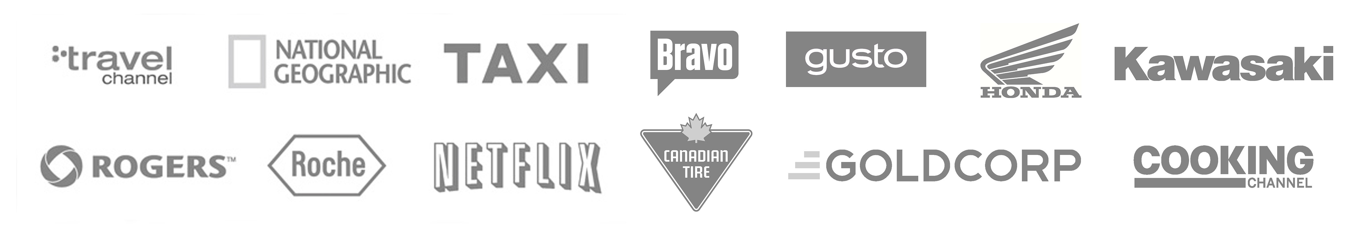 Logos of customers that appear in our show reel